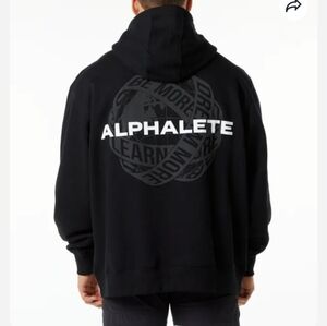 Alphalete Mens Unity Pullover | Black Heavyweight Graphic Hoodie | Large